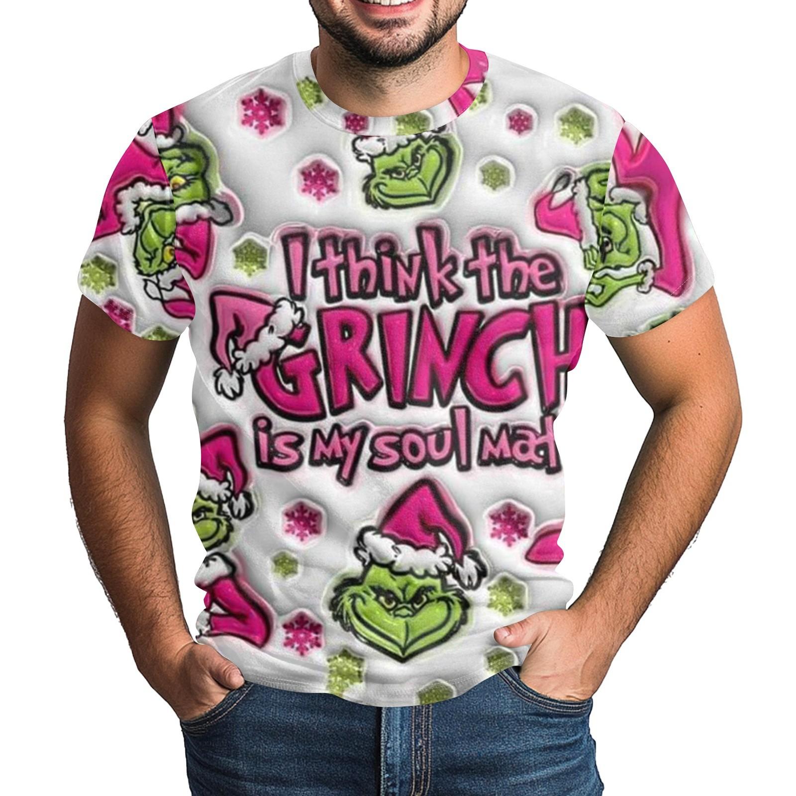 

Christmas Adult Christmas Round Neck Short Sleeve Funny Print Cute Christmas T-shirt L винний