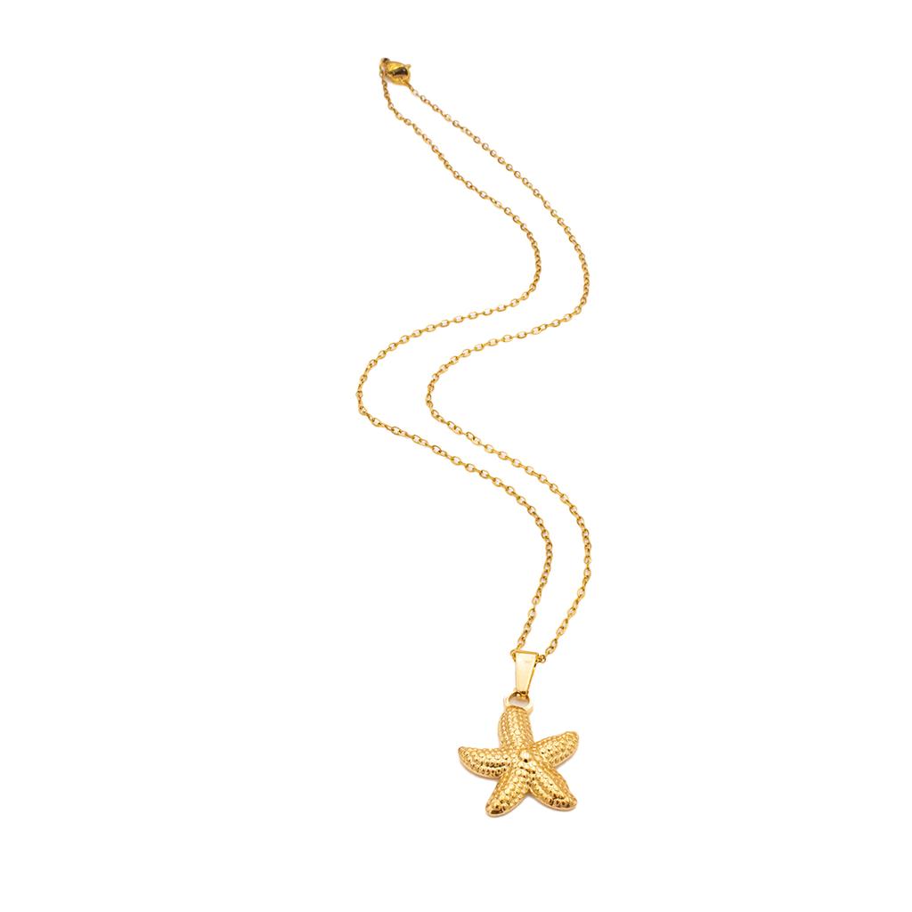 Ocean Starfish Pendant Necklace for Women Gold Plated Stainless Steel Choker Necklace Waterproof Summer Beach Fashion Jewelry