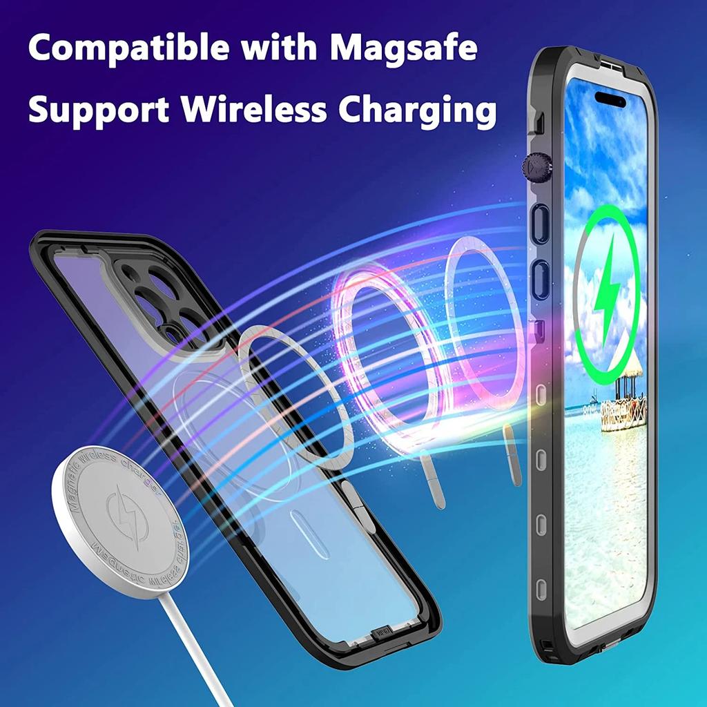 Impermeabile per iPhone 17 16 15 14 Pro Max Custodia Air Compatibile Custodia Magsafe Magnetica Magnete Custodia a Protezione Totale con Cordino