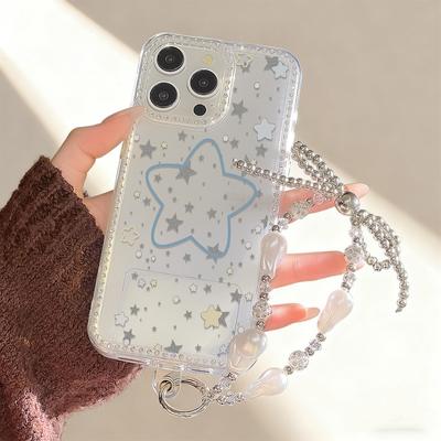 Armbandkette Handyhülle Für iPhone 17 16 15 13 14 für 17Air 17 12 14 16 Pro 17 14 16 Pro Max Funkelnder Diamant Niedliches Muster Hartschale Mit Trageband