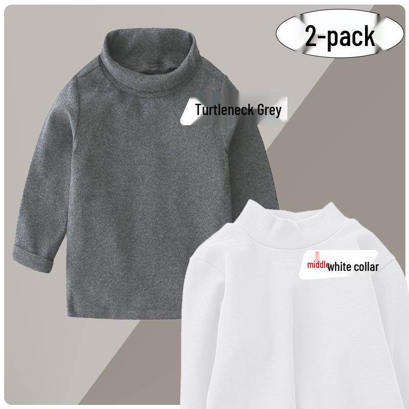 Camiseta Interior Básica de Algodón Puro de Manga Larga y Cuello Alto para Niñas Otoño/Invierno 2025