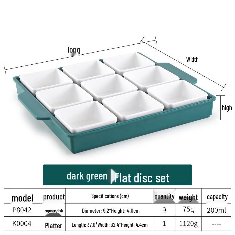Handun Dark Green Melamine Divided Serving Set