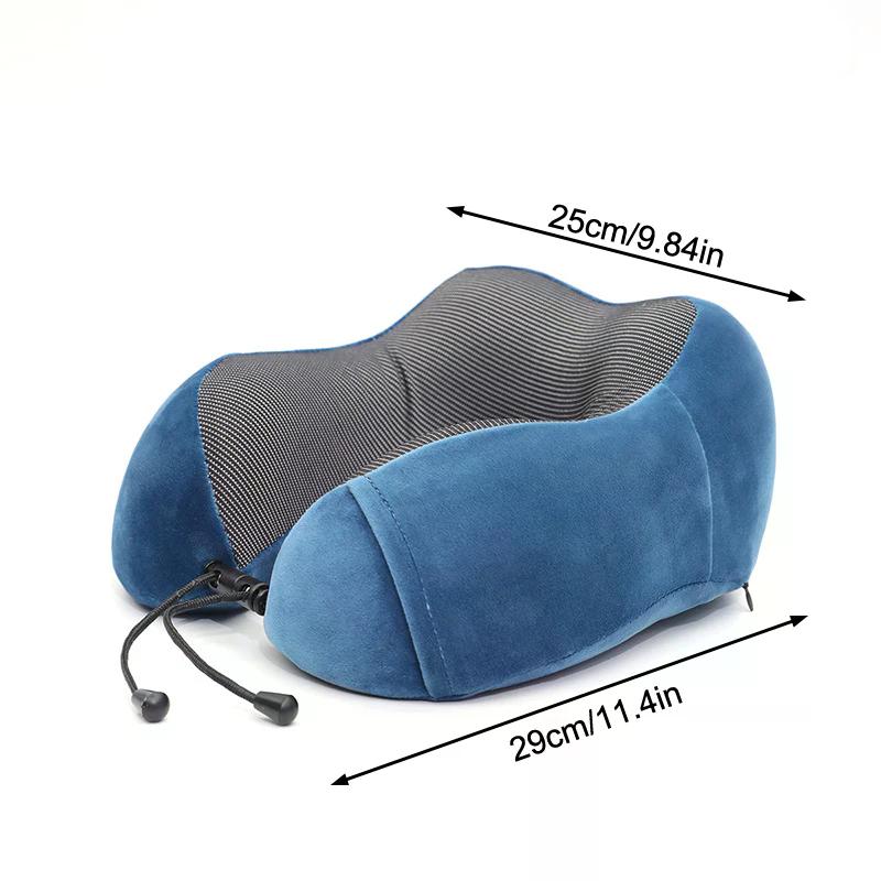 Portable Memory Foam Hooded U-Shaped Travel Pillow Soft Sleep Pillow Neck Support For Airplane Office Plane Train Offic And Home