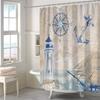 Nautical Shower Curtain Sailing Lighthouse Compasses Shower Curtain Bathroom Waterproof Polyester Fabric Decoration