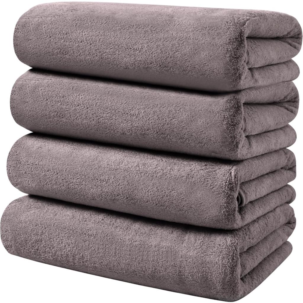 AYO Bath Instant Set of High Quick Soft To the Smoked Coffee Towels, Fluffy, Hotel-Style, Large, Absorbency, 60120cm, 4, Microfiber, Absorption,