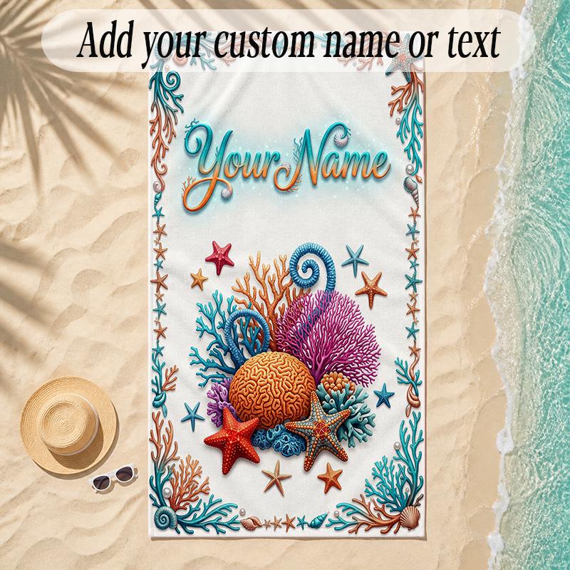 Zeemeermin Thema Zachte Strandhanddoek Gepersonaliseerd Aangepaste Naam Tekst Handdoek Draagbaar voor Strand Zwembad Reizen