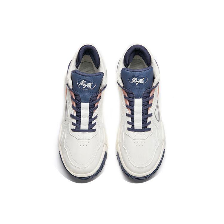 Anta Lifestyle Series Flame Trendy Casual High-Top Skate Shoes Women Sneakers White Blue 122148088-5