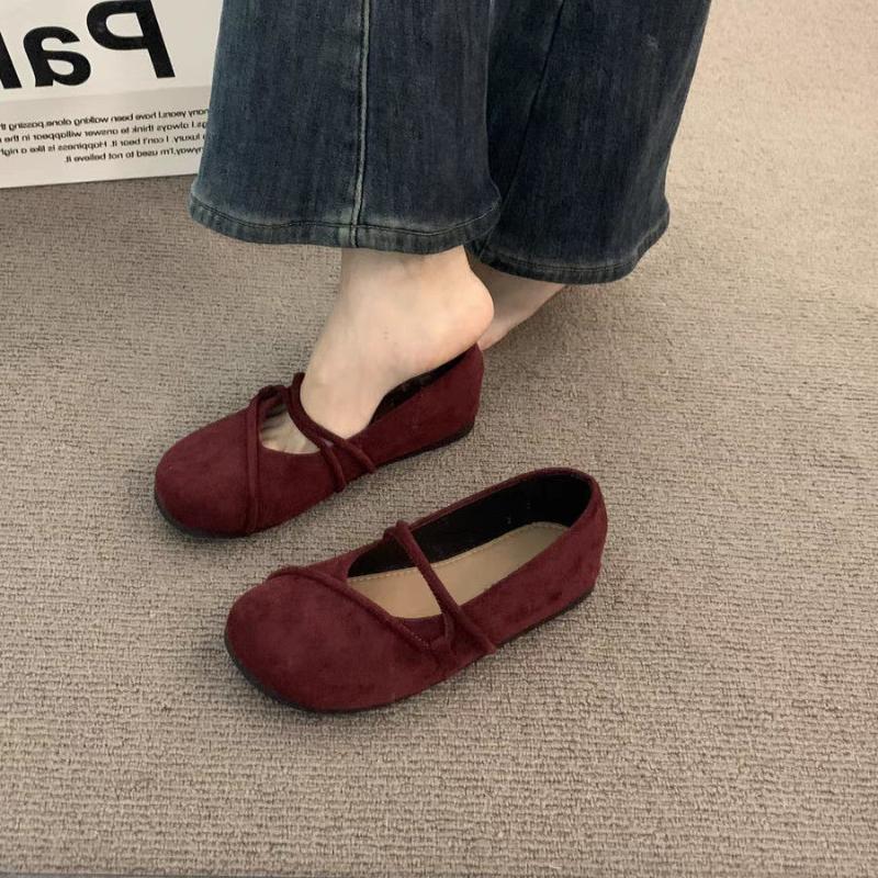 Cute Round Toe Ladies Footwear Retro Spring and Autumn Slip-on Shoe Quick Delivery 39 Korean Style Y2k Young Women's Flat Shoes