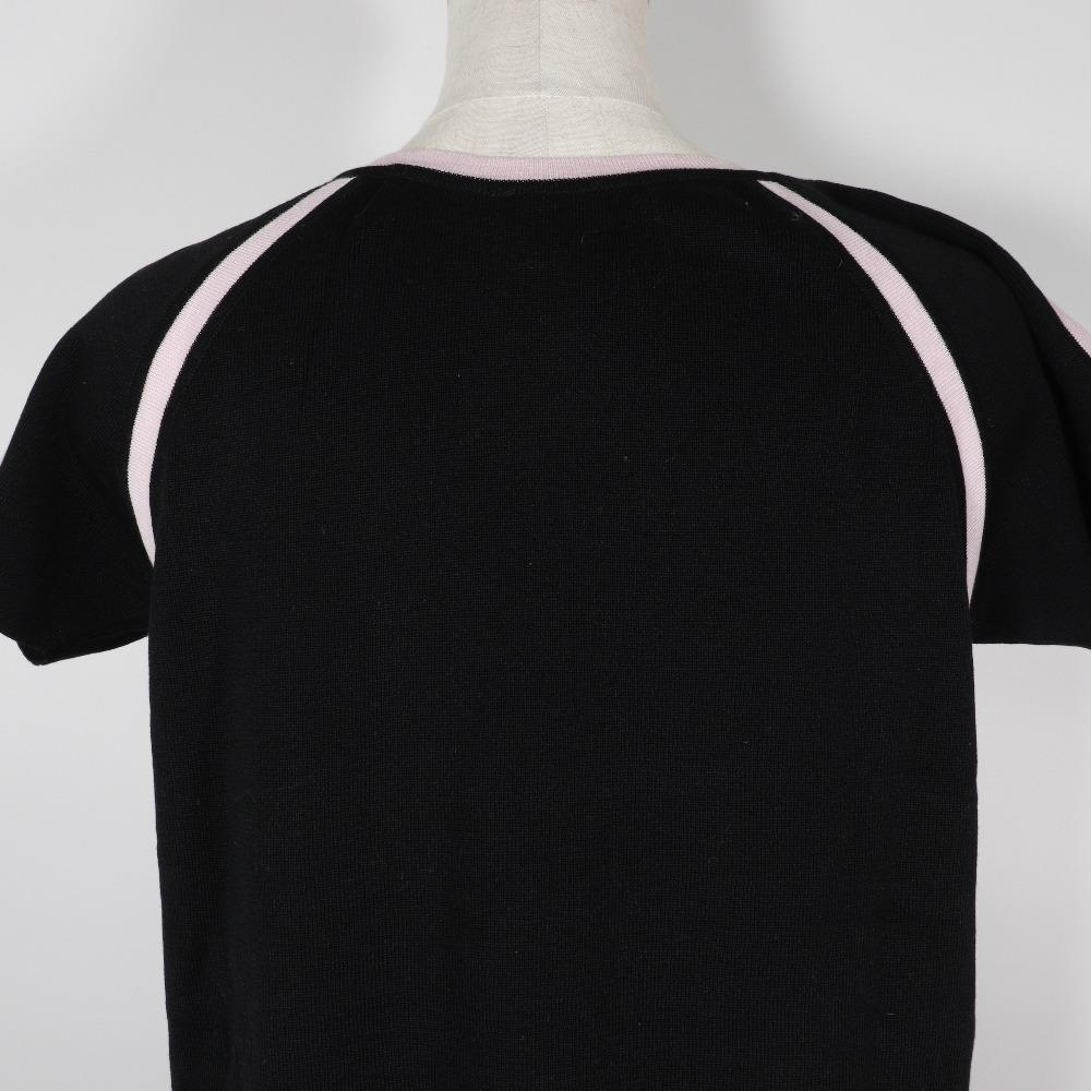 Chanel Sports Line Short Sleeve Shirt P21361V01278 Summer Knit Black / Pink Cotton Women Used