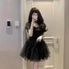 Bubble Sleeve Black Dress Women's Summer French High-end Temperament Fluffy Princess Dress Waist Small Short Skirt