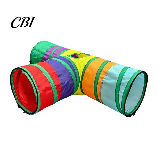 Cat Play Tunnel Rainbow Toy, Collapsible Hide with Peek Hole, Zippered Toy Modular Tunnels, Can Be Freely Combined for Indoor Cats Kittens