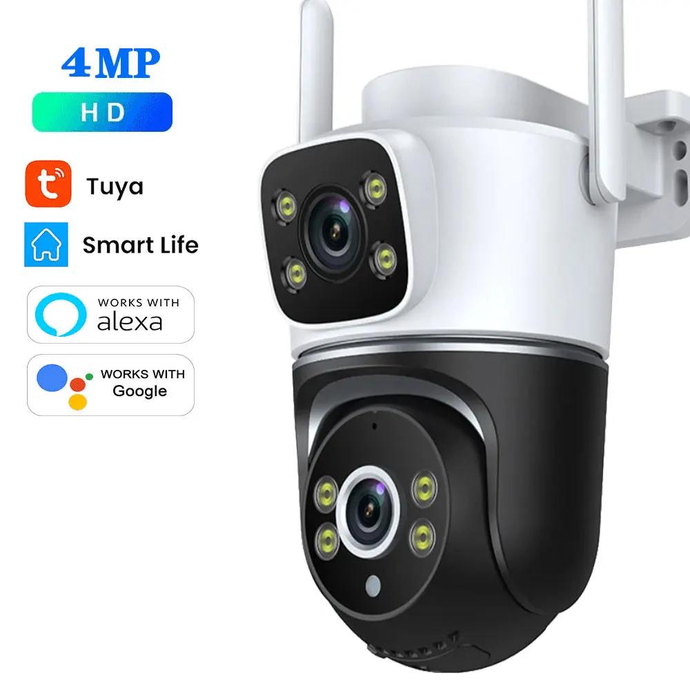 

Зовнішня камера Tuya Wifi 4K 8MP з двома екранами PTZ, відеоспостереження, домашній нічний бачення, безпека та захист 4MP NO SD Card