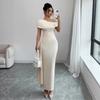 2025 Womens Knit Wrap Neck Sleeveless Bodycon Midi Dress High Waist Slim Fit Streetwear Chic