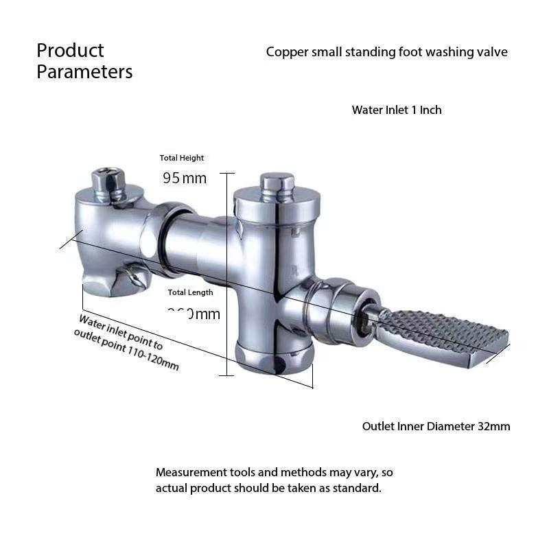 Brass Wall-Mounted Time Delay Foot Pedal Bidet Toilet Flush Valve Eco-Friendly Water Saving Hotel Use Modern Design