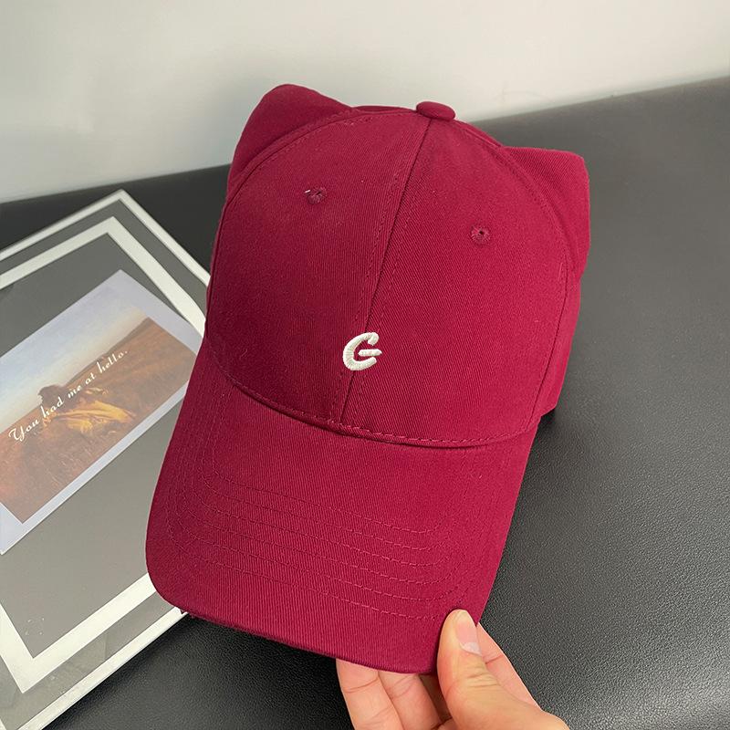 

Sunshade Sunscreen Embroidery Letters Cartoon Cat Ears Soft Top Baseball Cap Female adult 54-62 adjustable