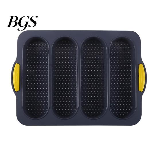 Baguette Baking Mold 4 Grids Food Grade Tray Silicone Anti-scalding Bread for Restaurant