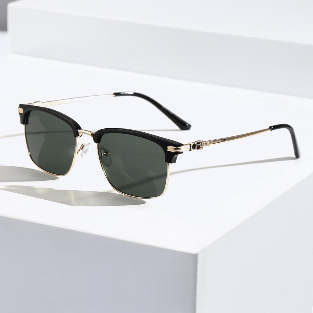 Trendige quadratische Sonnenbrille Damen Herren Vintage Halbrahmen Farbverlauf Gläser Sonnenbrillen für Herren Outdoor Sport Brillen UV400