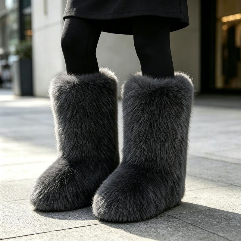 Imitation Raccoon Fur Boots Long Tube Winter Ladies Winter Imitation Fur Fox Fur Snow Boots