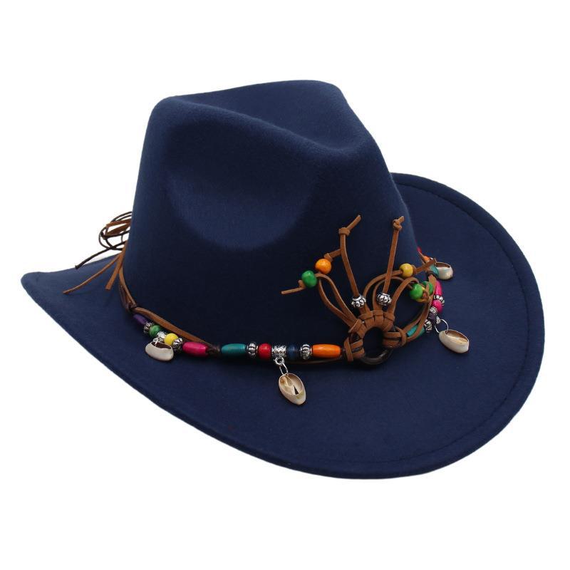 Hot-Selling Western Cowboy Hat Ethnic Style Stage Hat Warped Edge Fedora Hat British European And American Style