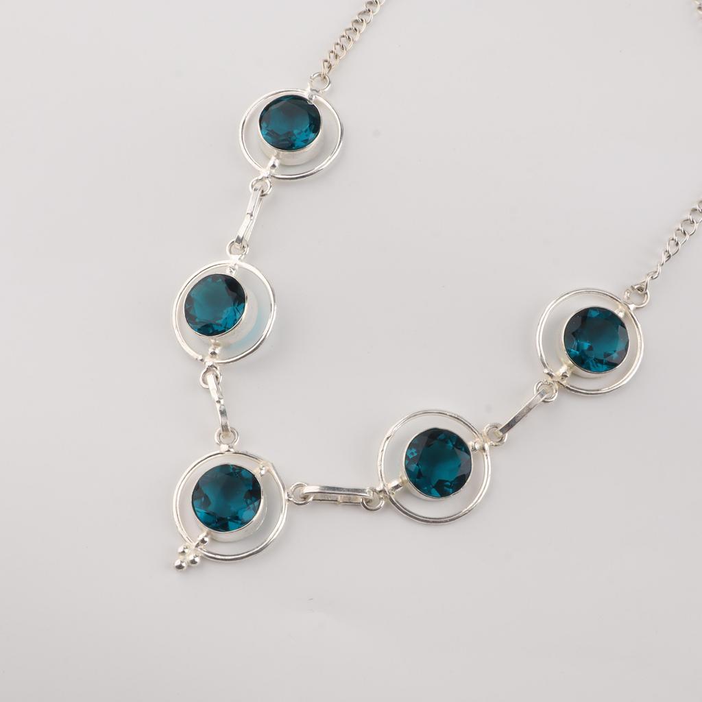 Apatite Gemstone Silver Necklace, 925 Sterling Silver Handmade Women Necklace, Apatite Silver Jewelry, Elegant Bridesmaid Necklace RN-2-1