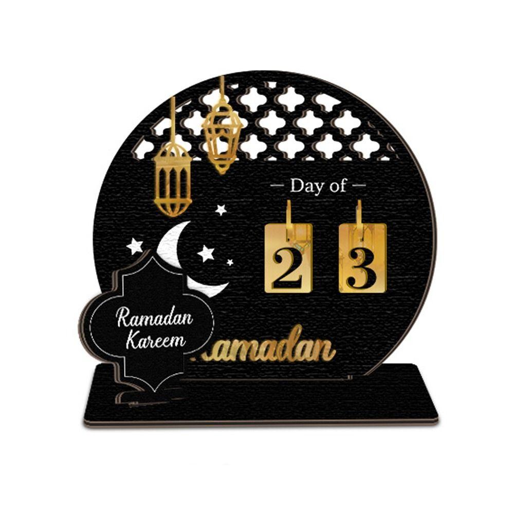 Creative Black Gold Ramadan Countdown Calendar with Wooden Base DIY Advent Calendar Replacement Acrylic Islamic Decoration Gift