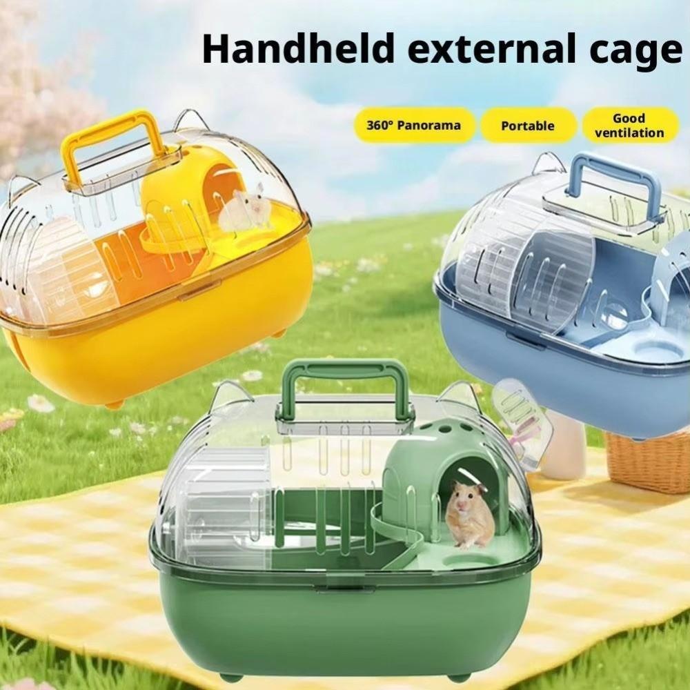 Transparent Cover Hamster Carrier Box Large Space Double Layer Travel Hamster Cage Ventilation Slots Escape Proof Hamster Villa