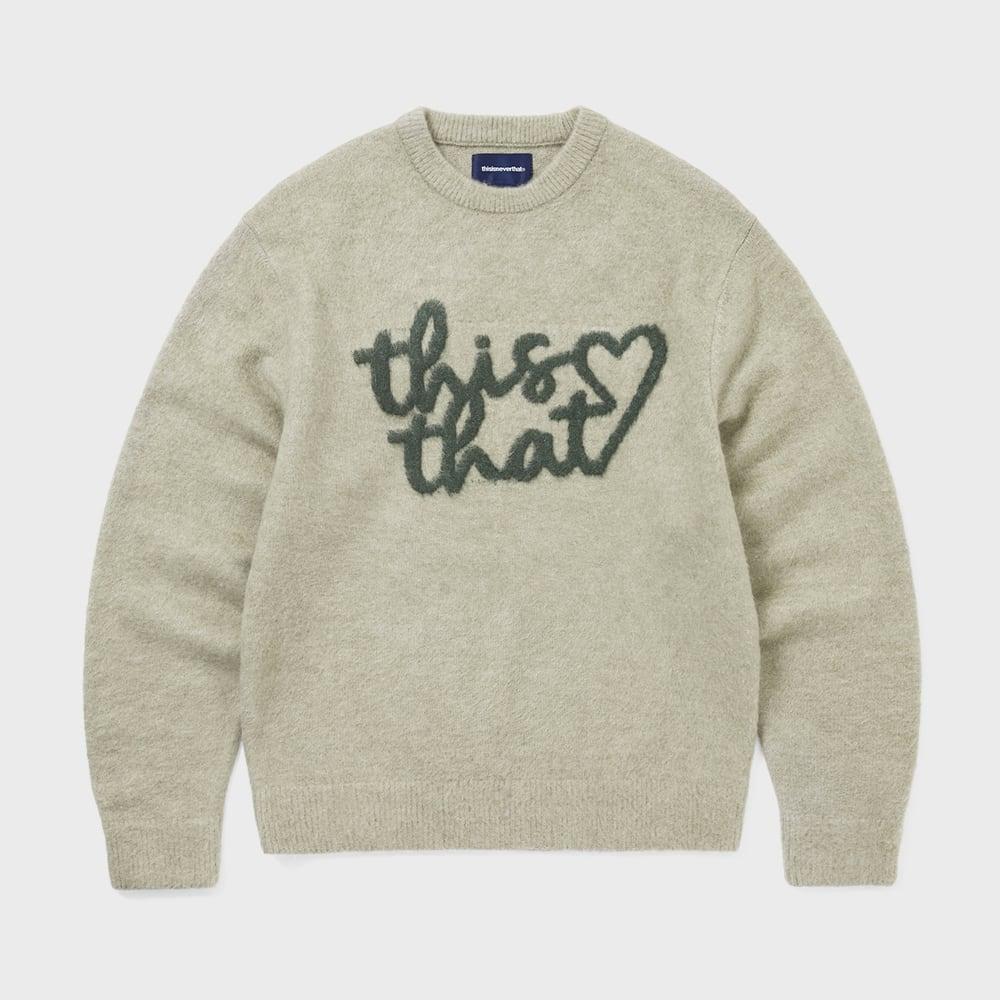 ThIs Is Never That Heart Logo Knit Sweater Sand S