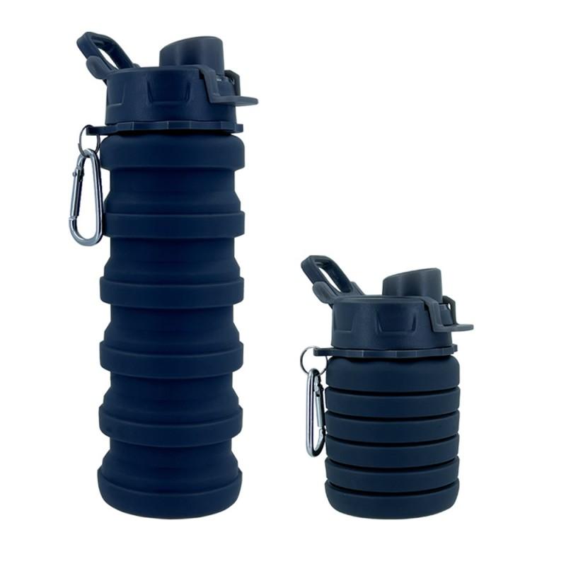 Portable Collapsible Silicone Travel Water Bottle 500ml Hiking Camping Gym Outdoor Sports