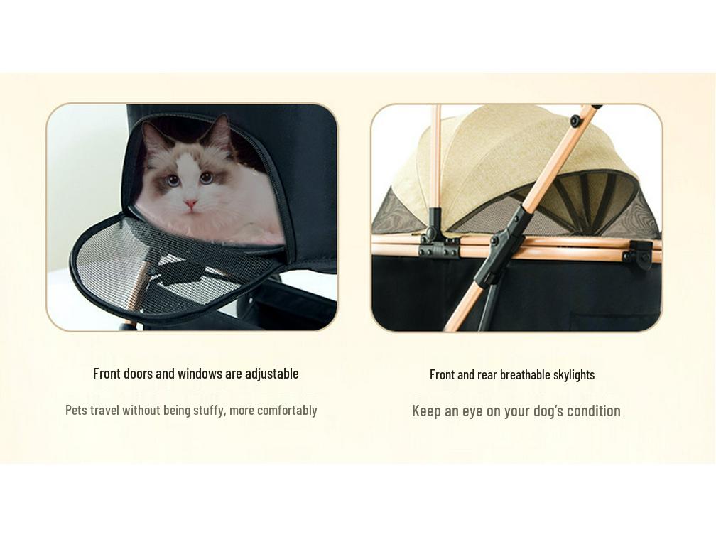 Lightweight Pet Stroller: Foldable, Detachable for Small Dogs & Cats - Ideal for Outdoor Use