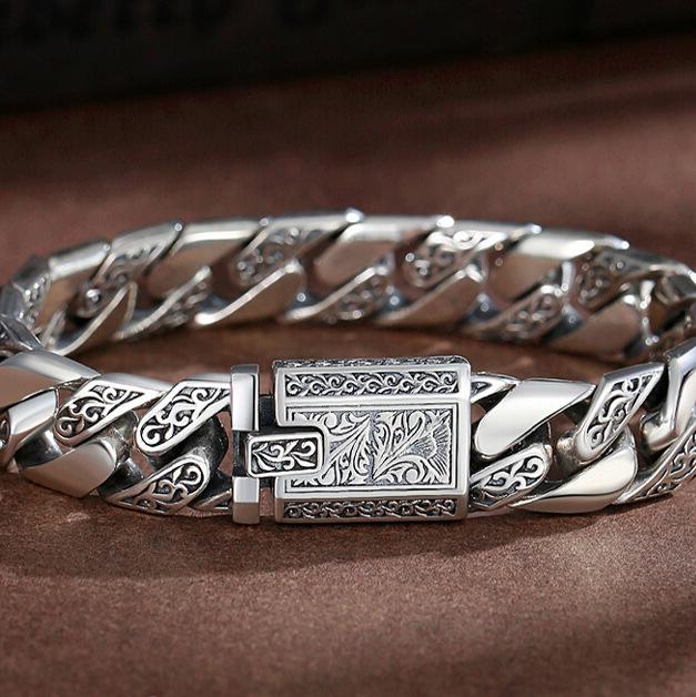 

Arabesque Punk Silver Bracelet: Korean Fashion, Engravable Couple s Gift 20cm