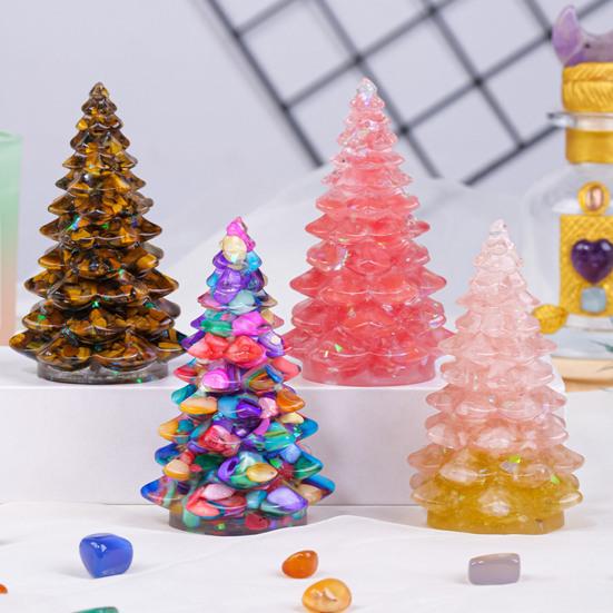 Faux Crystal Christmas Tree Figurine Mini Artificial Crystal Tree Tabletop Ornament for Winter Holiday Home Decor