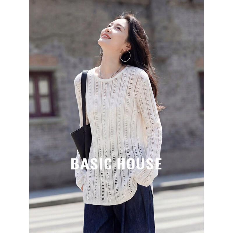 

Basic House Women s French Style Hollow-Out Knit Pullover M