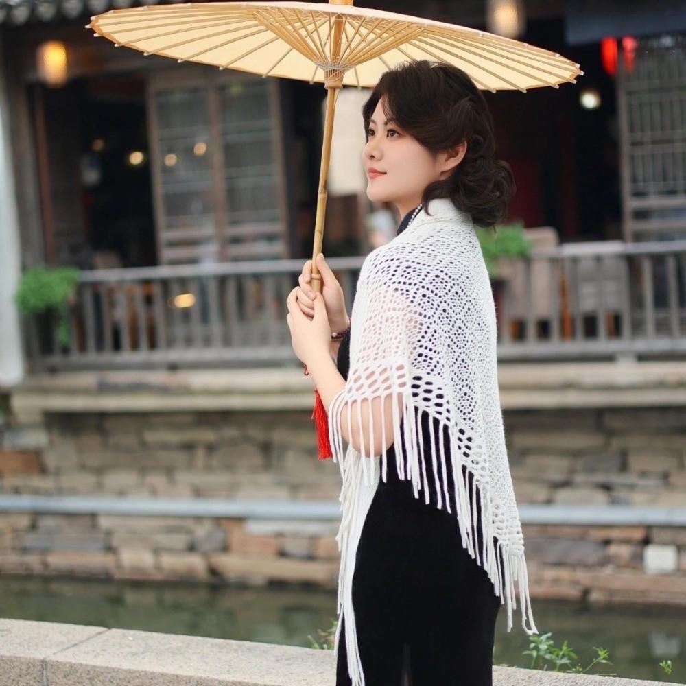 Hollow Women's Shawls Handmade Fringes Wraps Vintage Tassel Scarf Girl