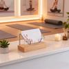 Beech Wood and Metal Desktop Business Card Holder for Hotel Front Desk Display.