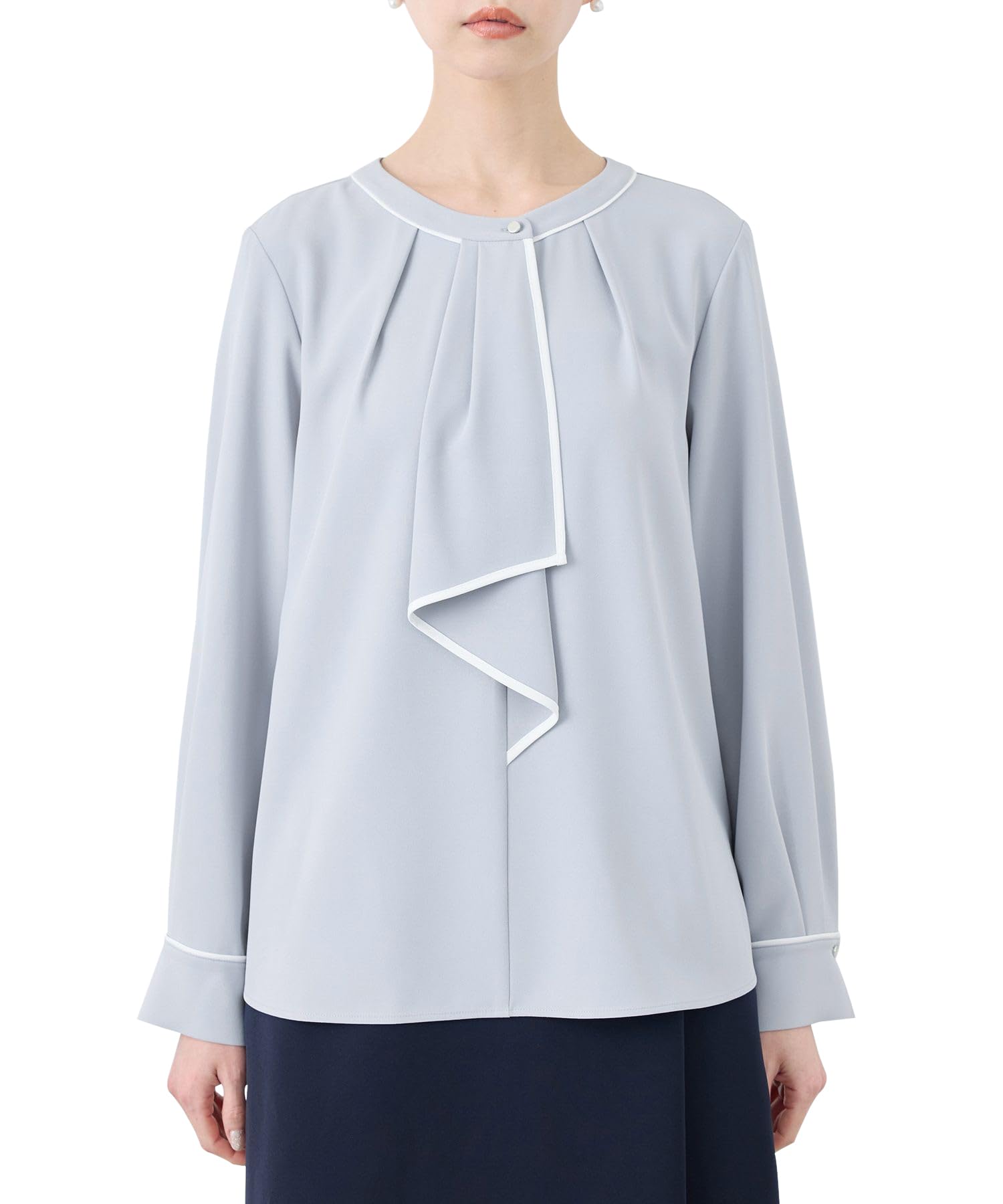 

ROPE PICNIC Bowtie Blouse with Metal Buttons in 2 Sax Women s (Available Sizes) - (48)