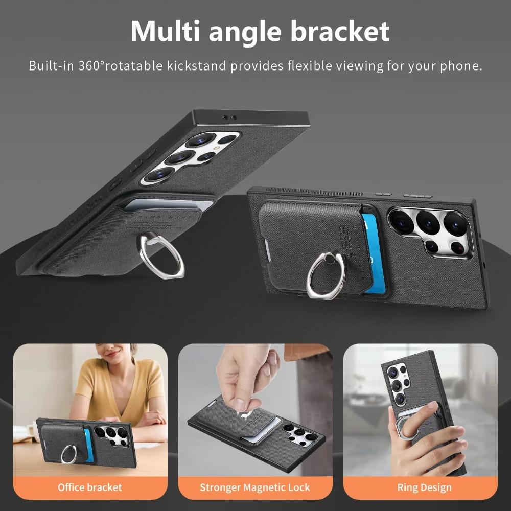 Luxury Leather Card Slot Holder Phone Case For Samsung Galaxy S26+ S25 S24 S23 S22 FE A56 A36 A16 A17 A07 Magnetic Wallet Cover