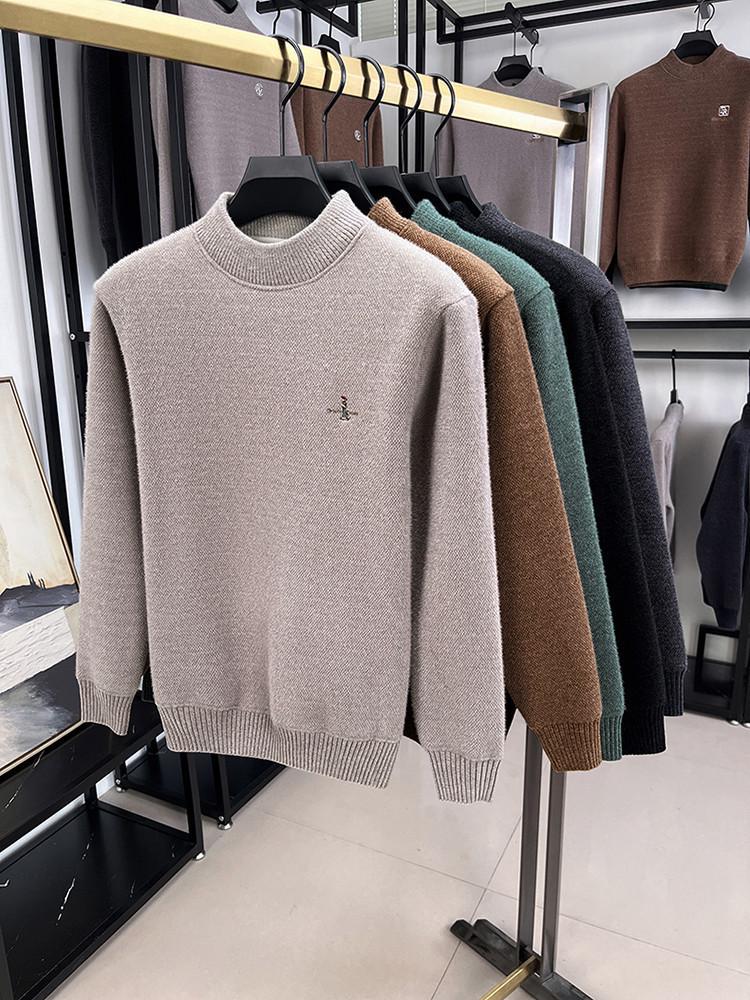 Herren Winter Chenille Samt Pullover: Halbhoher Kragen, Verdickte Strick-Basisschicht für mittleres Alter & junge Erwachsene.