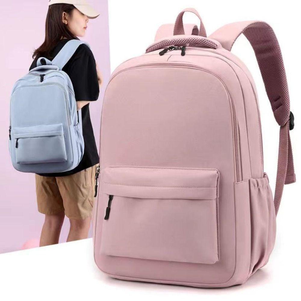 Solid Color Students School Bag Nylon Teenagers Shoulder Bag Fashion Preppy Style Backpack  School