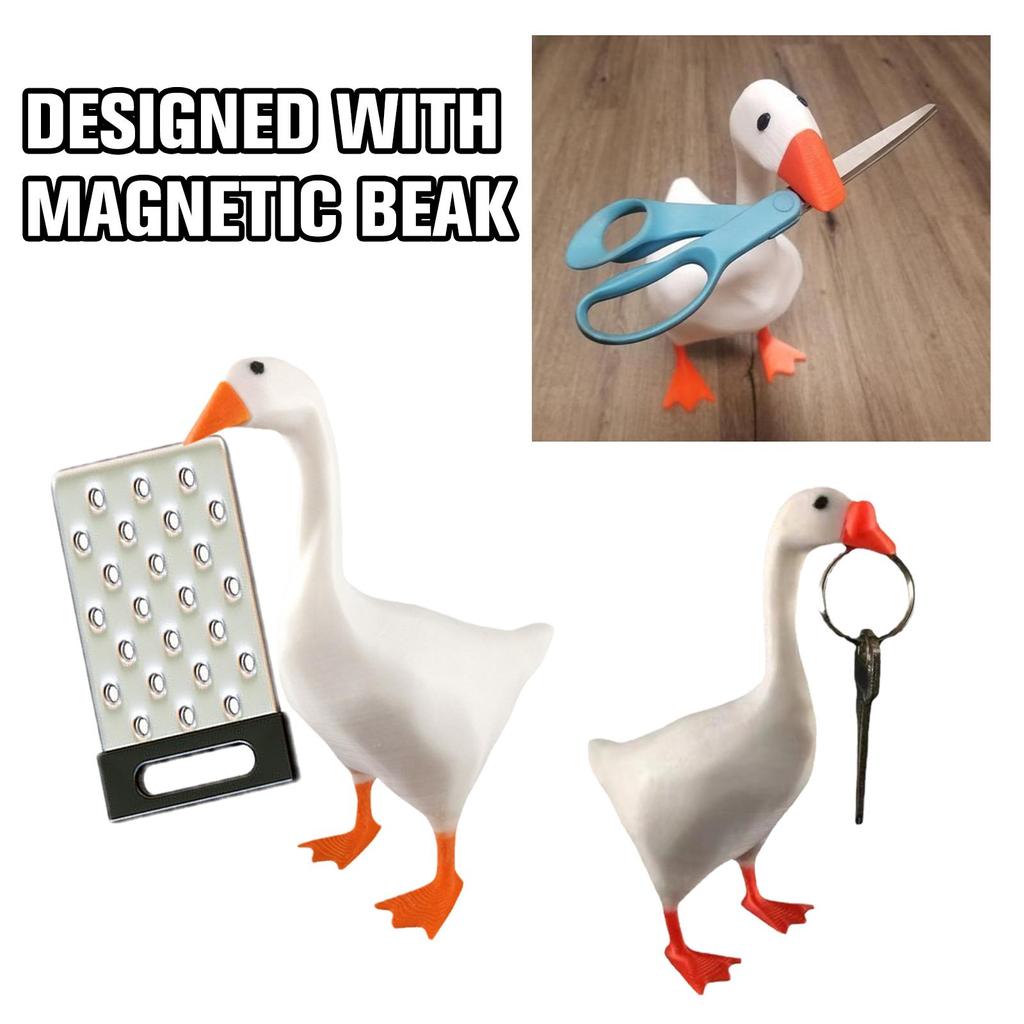 Cute Magnetic Goose Figurine Magnetic Keys Holder Magnetic Magnet Goose Keychain Keys Knives Storage Home Desktop Decoration