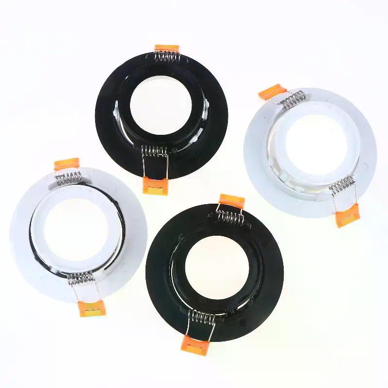 White/Black GU10 Lamp Holder Base Kit - 360° Adjustable Ceiling Spotlight with Easy Snap-In Installation