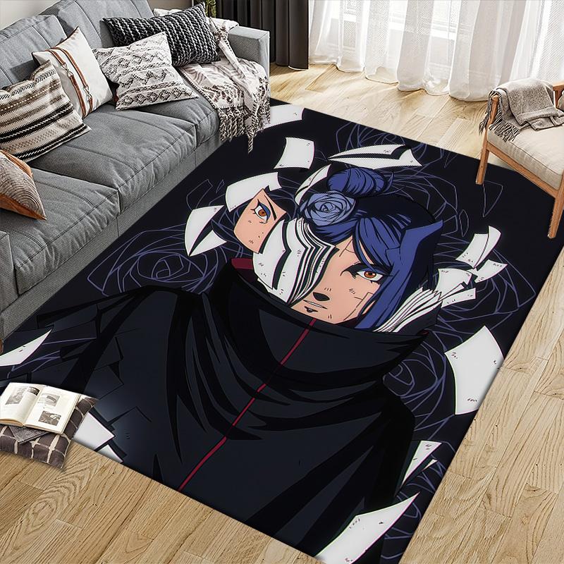 Konan Akatsuki Robe Flannel Pattern Square Carpet,Area Rug,Carpet Rug for Living Room Bedroom Sofa Playroom Decor,Non-slip Floor Mat