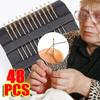 12-48PCS Side Hole Blind Sewing Needles Stainless Steel Self Threading Needle for Elderly Hand Sewing DIY Home Stitching Tool