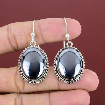 Pendientes de shungita, pendientes de piedras preciosas auténticas, joyería vintage, pendientes de plata de ley 925, joyería hecha a mano, pendientes nuevos, regalos para madre