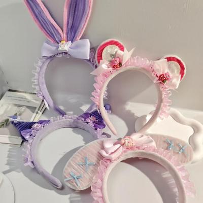 Kuromi Lila Plüsch Stirnband für Kinder 2025 - Twist Stick Pompom mit Schleife und Spitzensaum