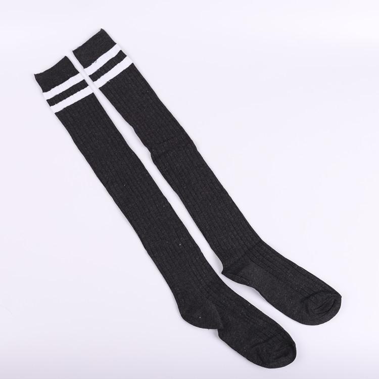 Autumn New Sweet Cotton Bottom Socks Manufacturers Wholesale, Two Bars Vertical Strip Knee Socks Jacquard Long Socks