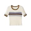   European and American Style New Women's Fashionable Round Neck Color-blocked Striped Vacation Top 8779144