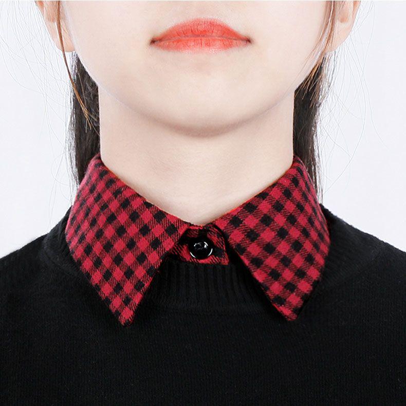 Červený károvaný odnímatelný límec pro dětské svetry a mikiny