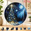 2D Flat, 2D Flat Acrylic Puzzle Sun Catcher, 83pcs, Van Gogh Style Starry Night Christmas Tree Theme Sun Catcher Puzzle, Home and Garden Decoration, S