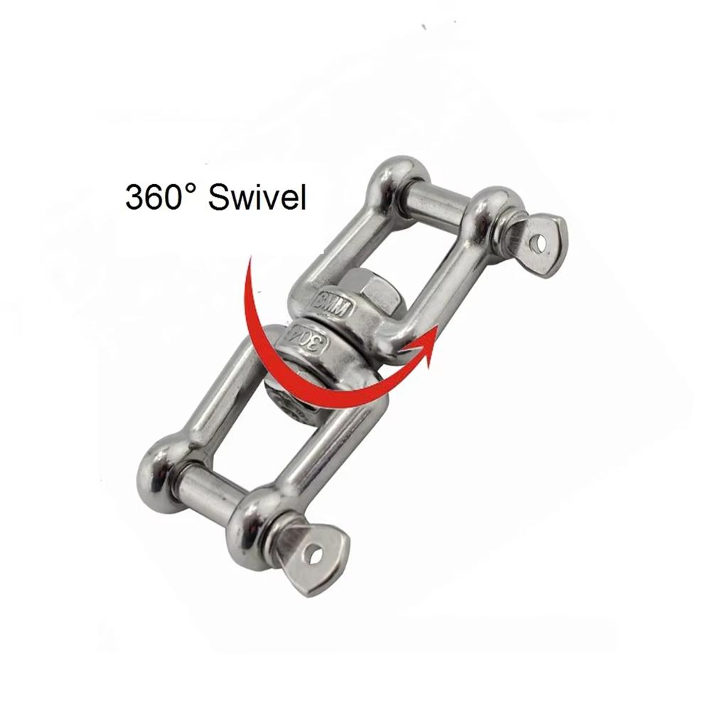 Marine Grade Steel Anchor Swivel Shackle with Double Swivel Jaw Designs Corrosions Resistant Chain Connector for Boats