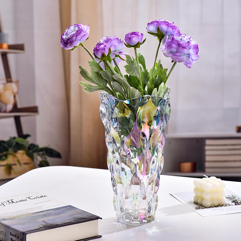 Vază Nordică din Sticlă de Cristal, Diametru Mare pentru Flori Proaspete și Plante Verzi, Decor Elegant pentru Casă și Hotel.